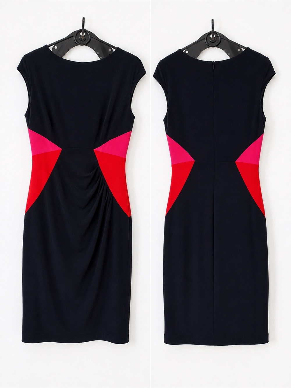 American Living Navy Midi Sheath Dress with Pink & Red Panels